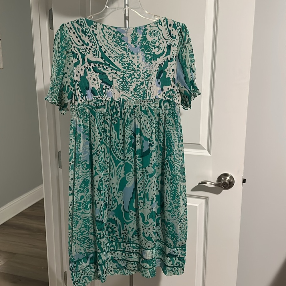 Beige by eci Green/ivory Dress Sz 6 - Picture 3 of 8